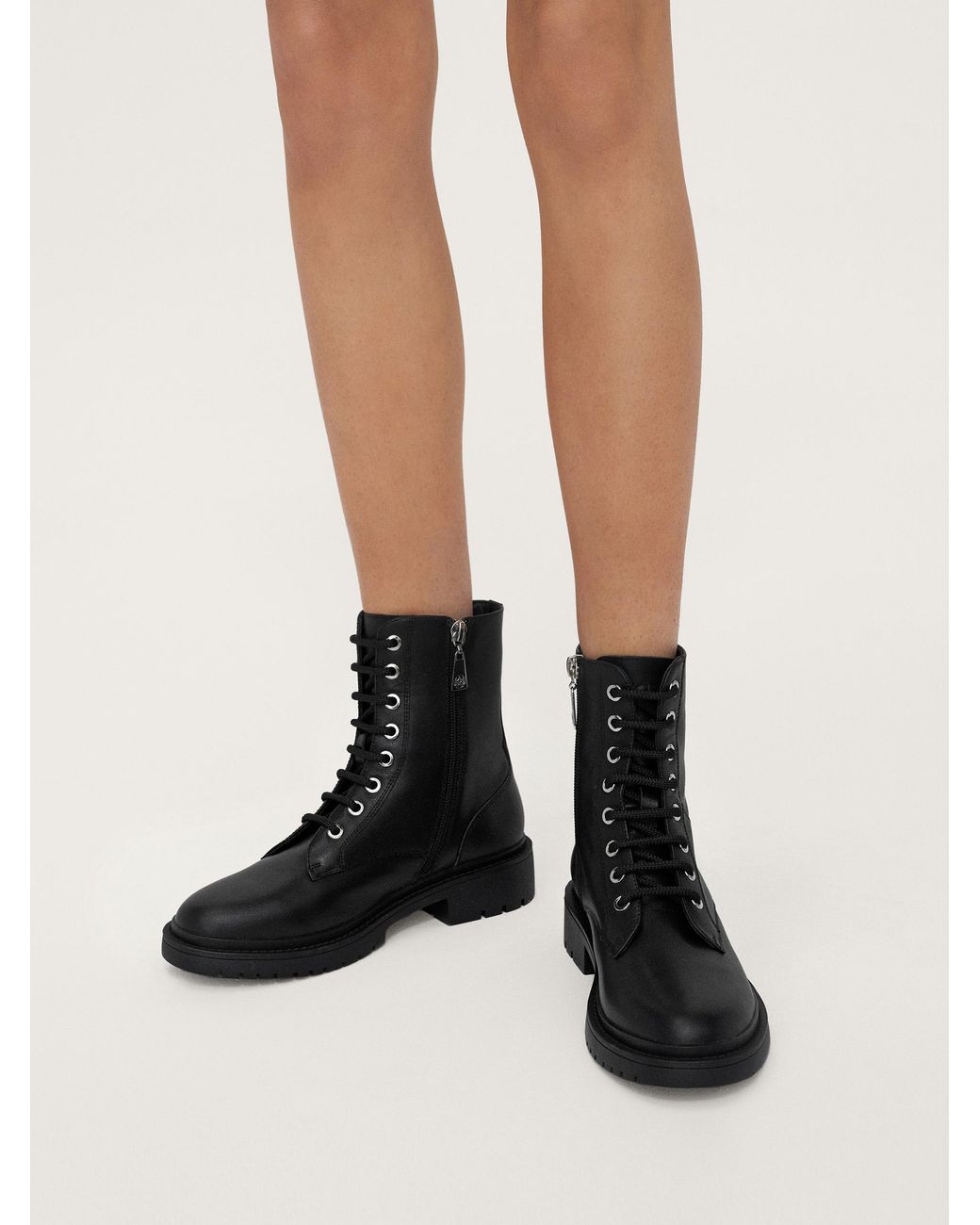 Kazar Black Warme Schwarze Flache Stiefelette Für Damen Mit Reißverschluss Und Schnürung