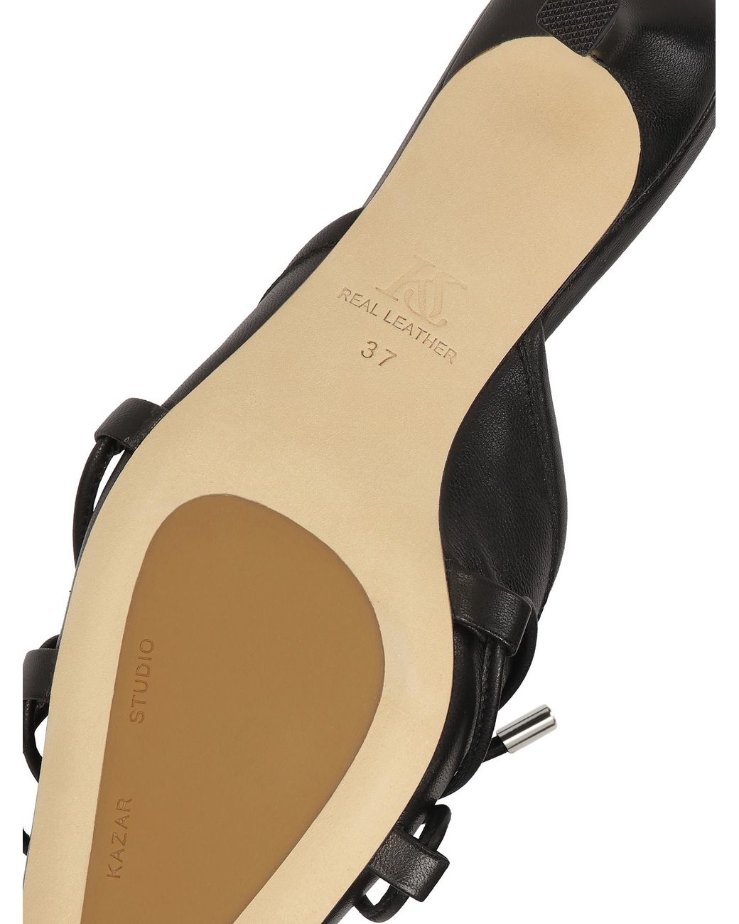 Kazar White Schwarze Pantoletten Mit Absätzen Und Schleife An Der Vorderseite