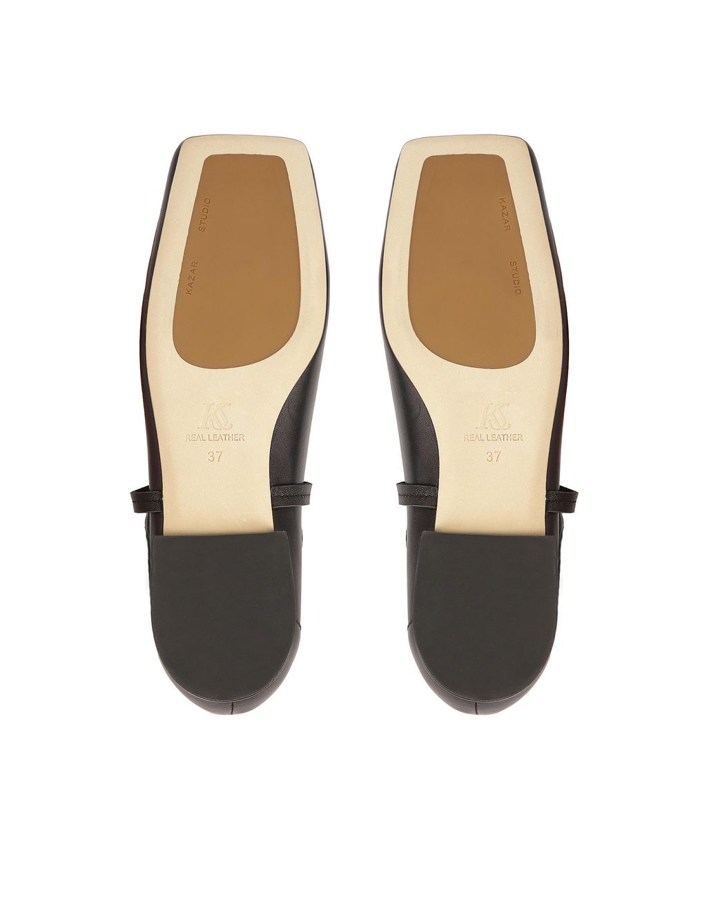 Kazar White Schwarze Pumps Mit Flacher Sohle Und Quadratischer Nase