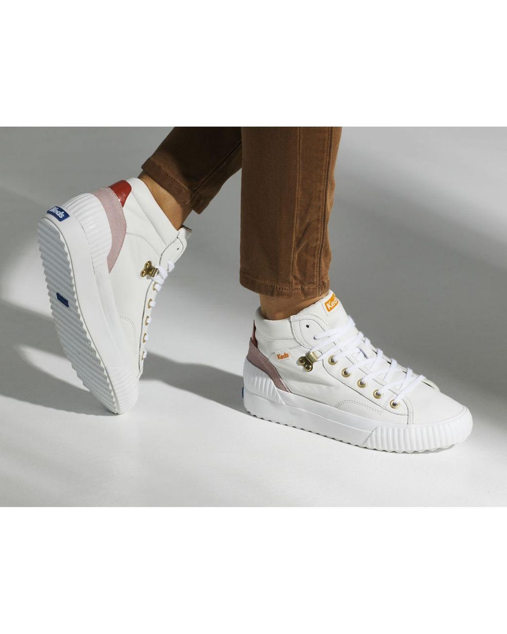 Keds Demi Mid Trx Leather Sneaker in White | Lyst
