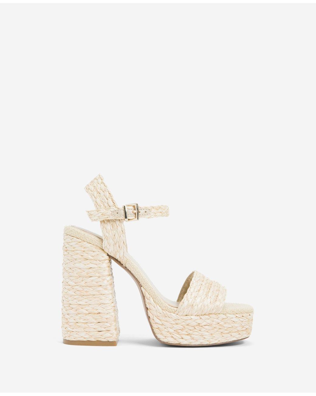 Cole Dolly Raffia Ankle Strap Platform Heeled Sandal In