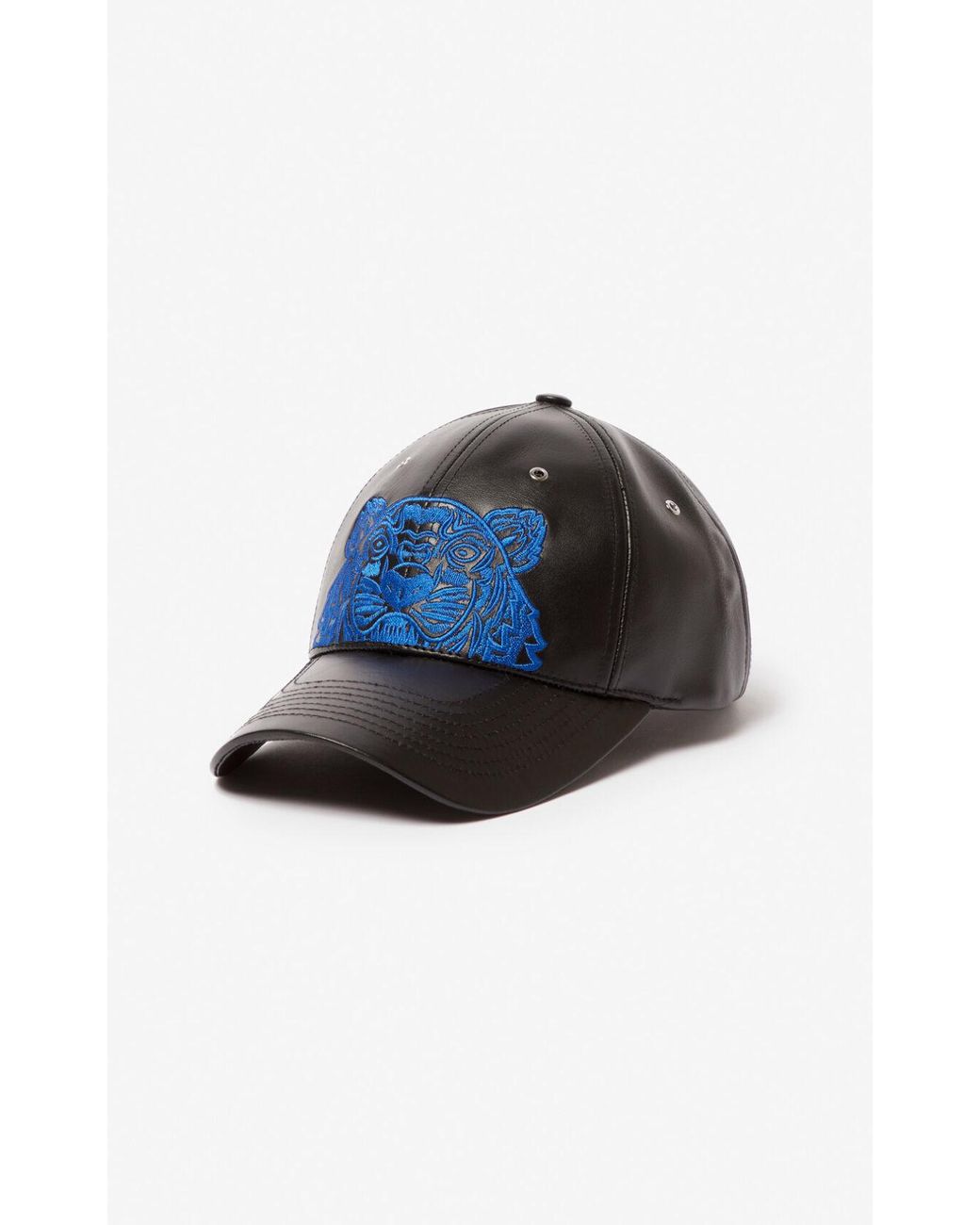 KENZO Tiger Leather Cap in Black for Men | Lyst