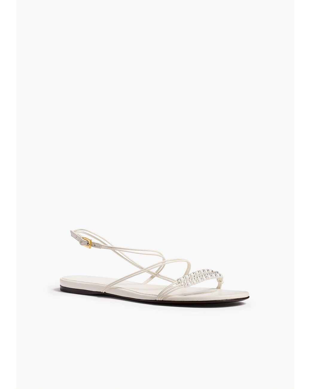 Khaite White Loop Flat Sandal With Beads