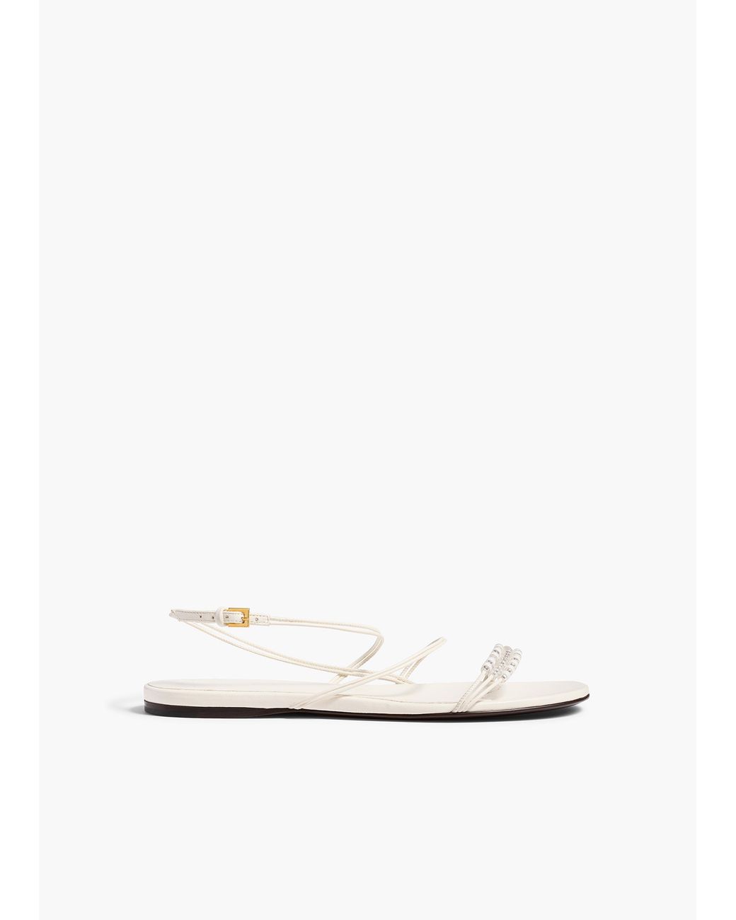 Khaite White Loop Flat Sandal With Beads