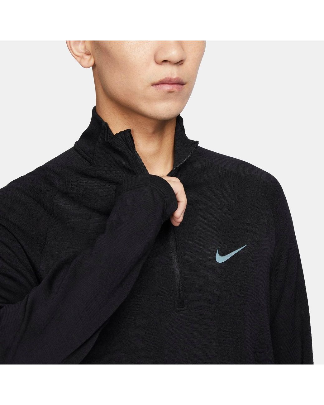 Nike Black Therma-Fit Repel Element 1/2 Zip Long Sleeve T-Shirt for men
