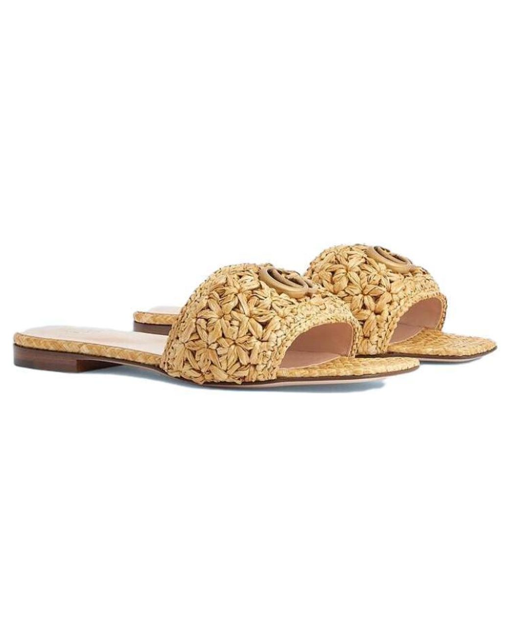 Gucci Natural (Wmns) Double G Slide Sandal 'Woven Raffia'