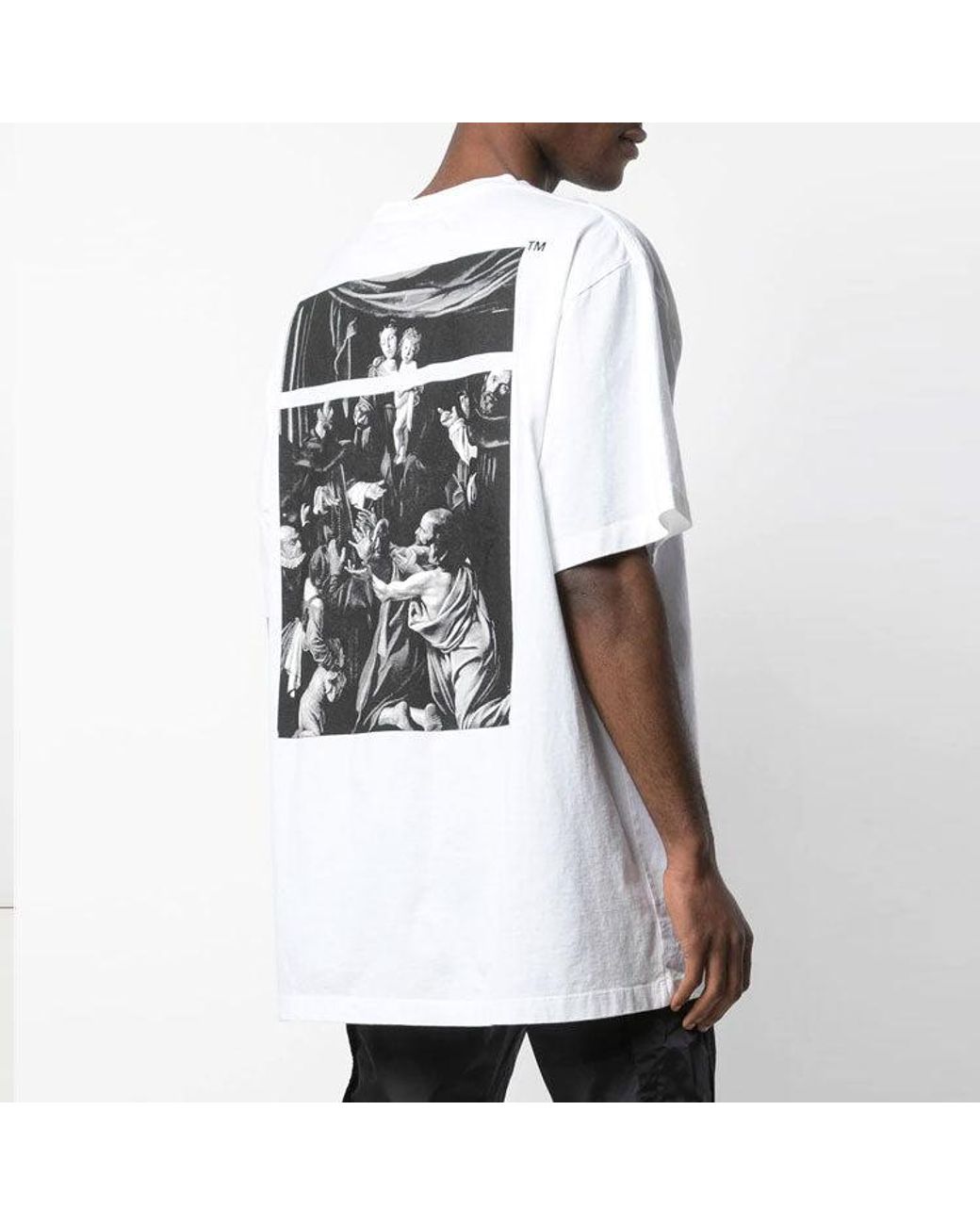 Off-White c/o Virgil Abloh Black Ss20 Caravaggio Square Back Logo Print Short Sleeve Tee for men