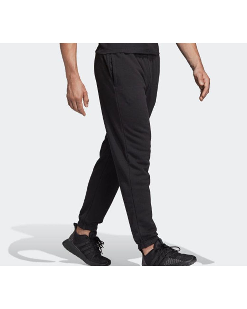 Adidas Blue Neo Essentials Linear Tapered Logo Knit Long Pants for men