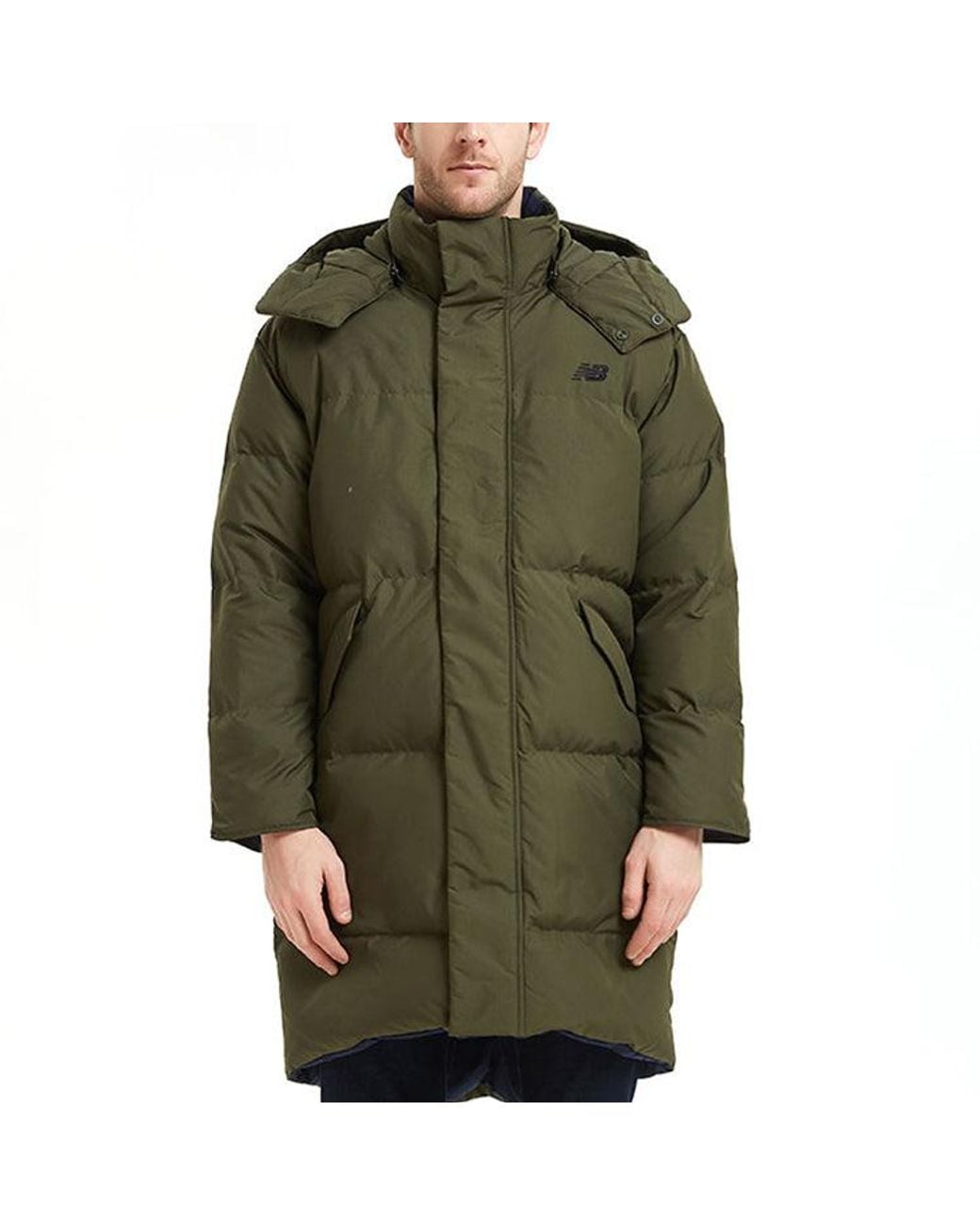 New Balance Green Reversible Long Puffer Jacket for men