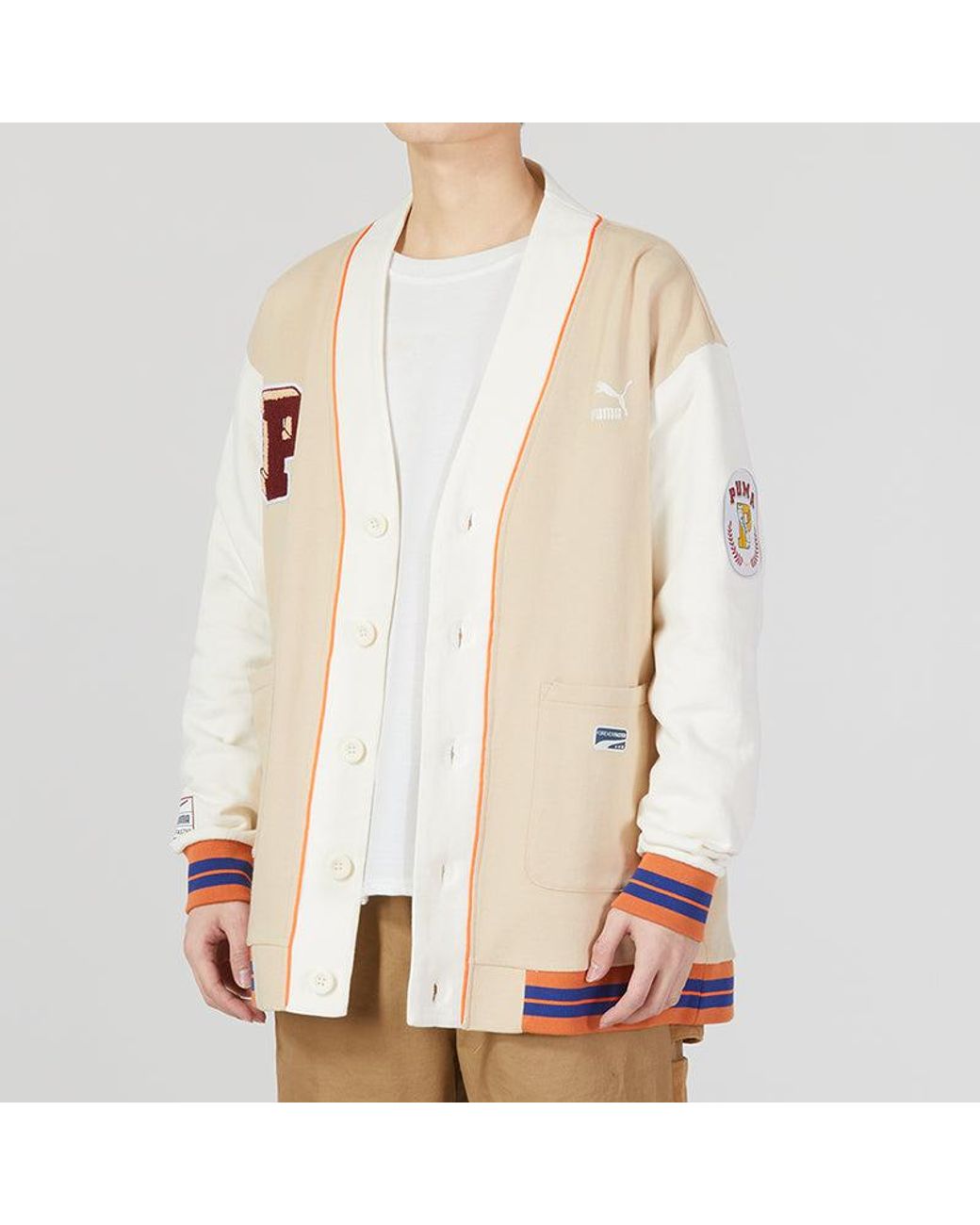 PUMA Natural Team Badge V-Neck Jacket for men