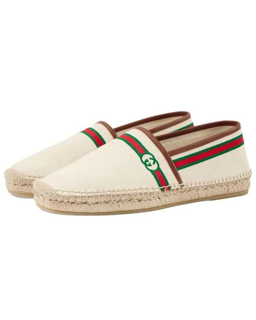 Gucci Brown (Wmns) Embroidered Espadrilles 'Interlocking G