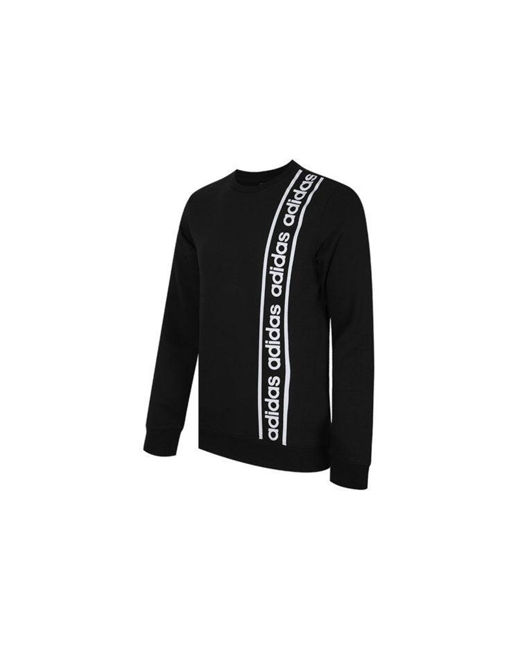 Adidas Black C90 Brd Letter Print Sports Crew Neck Sweatshirt for men