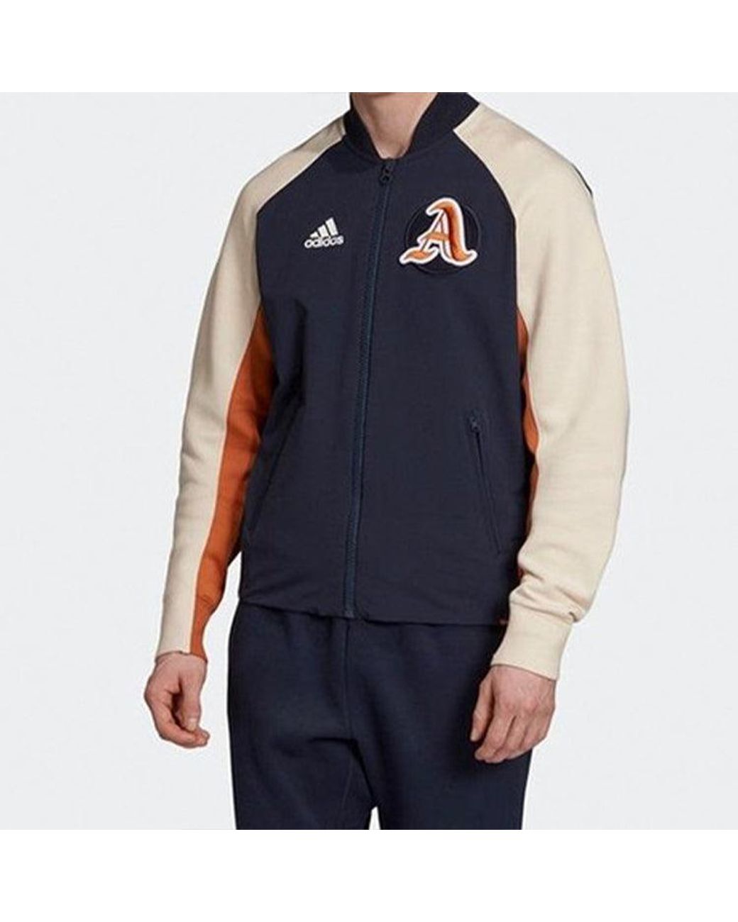 Adidas Blue Athleisure Casual Sports Woven Baseball Uniform Jacket for men