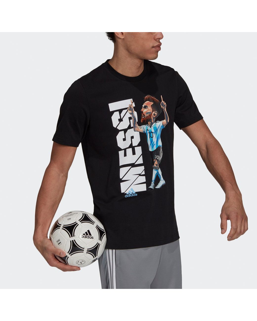 Adidas Black Messi Icon T M Soccer/Football Sports Short Sleeve for men