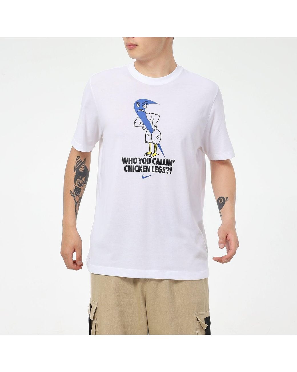 Nike White Dri-Fit Logo Printing Quick-Dry Sports for men