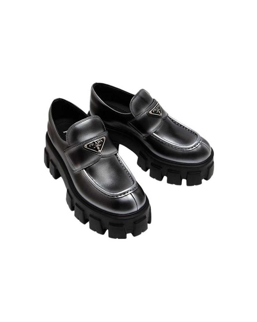 Prada Black (Wmns) Monolith Brushed Leather Loafers Spray'