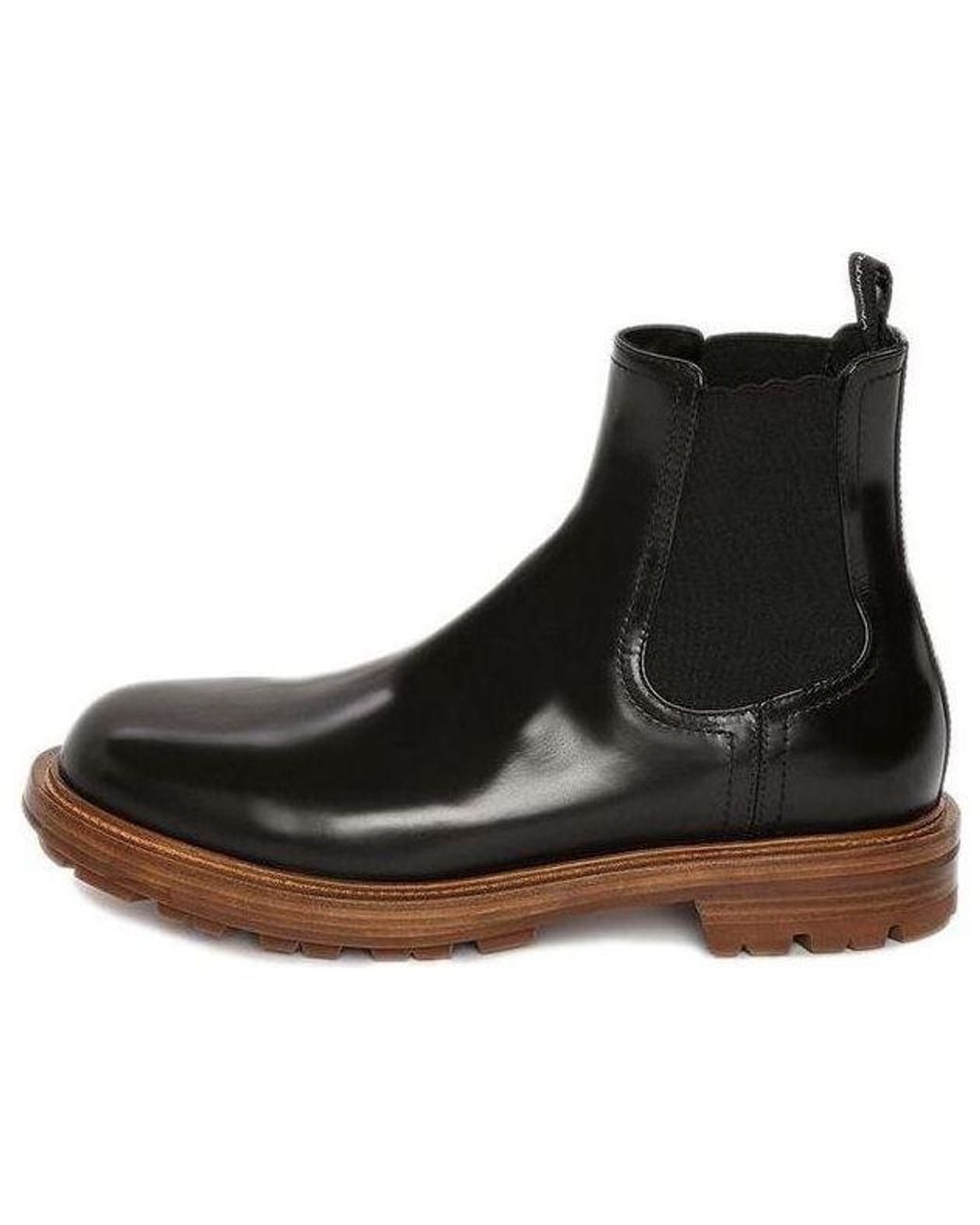 McQueen Black Shiny Leather Chelsea Boots for men