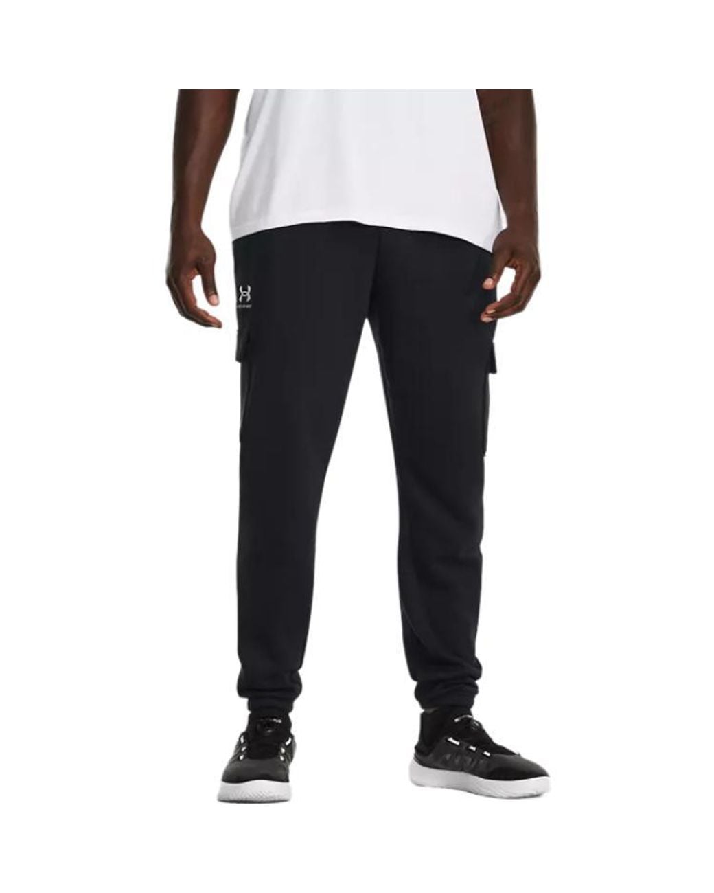 Under Armour Black Essential Fleece Cargo Pants for men