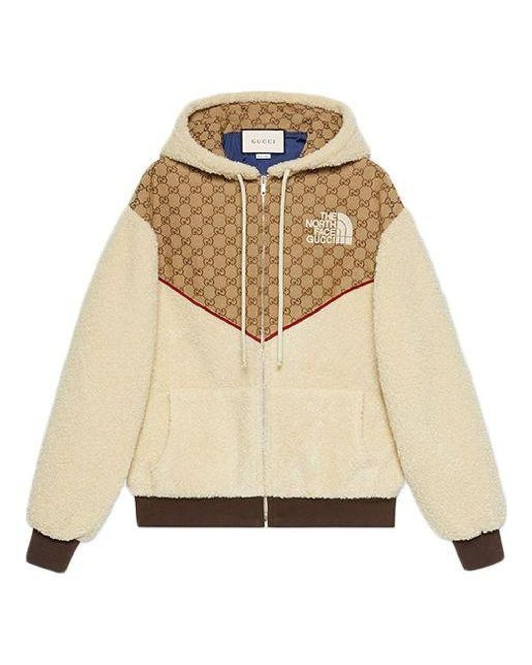 Gucci Natural The North Face X Gg Canvas Shearling Jacket for men