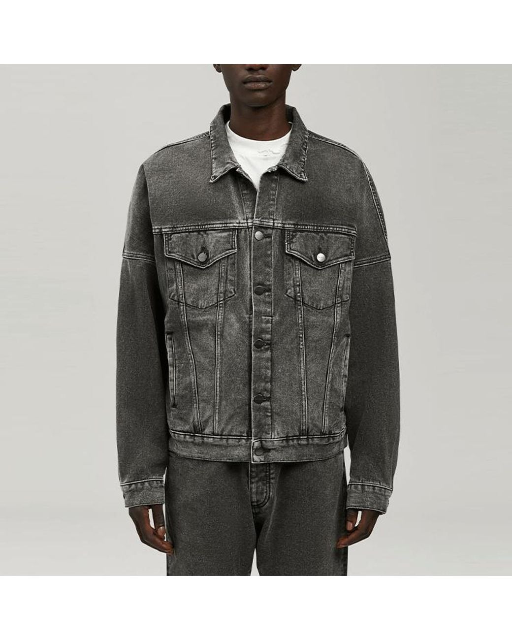 Palm Angels Black Logo Over Denim Jacket for men
