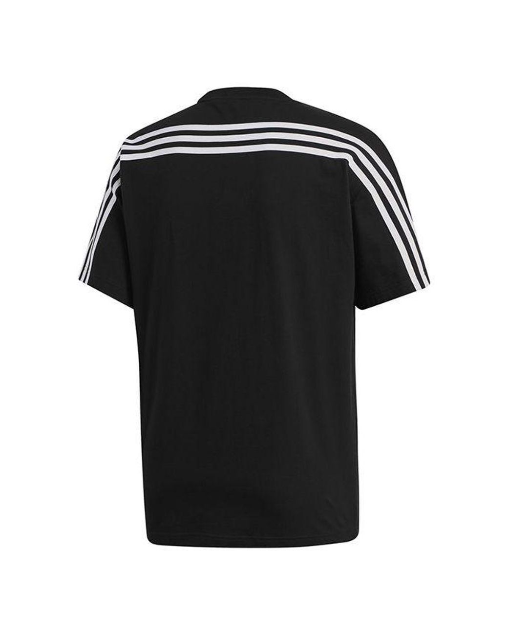 Adidas Black M Mh 3S Tee Stripe Sports Training Round Neck Short Sleeve for men