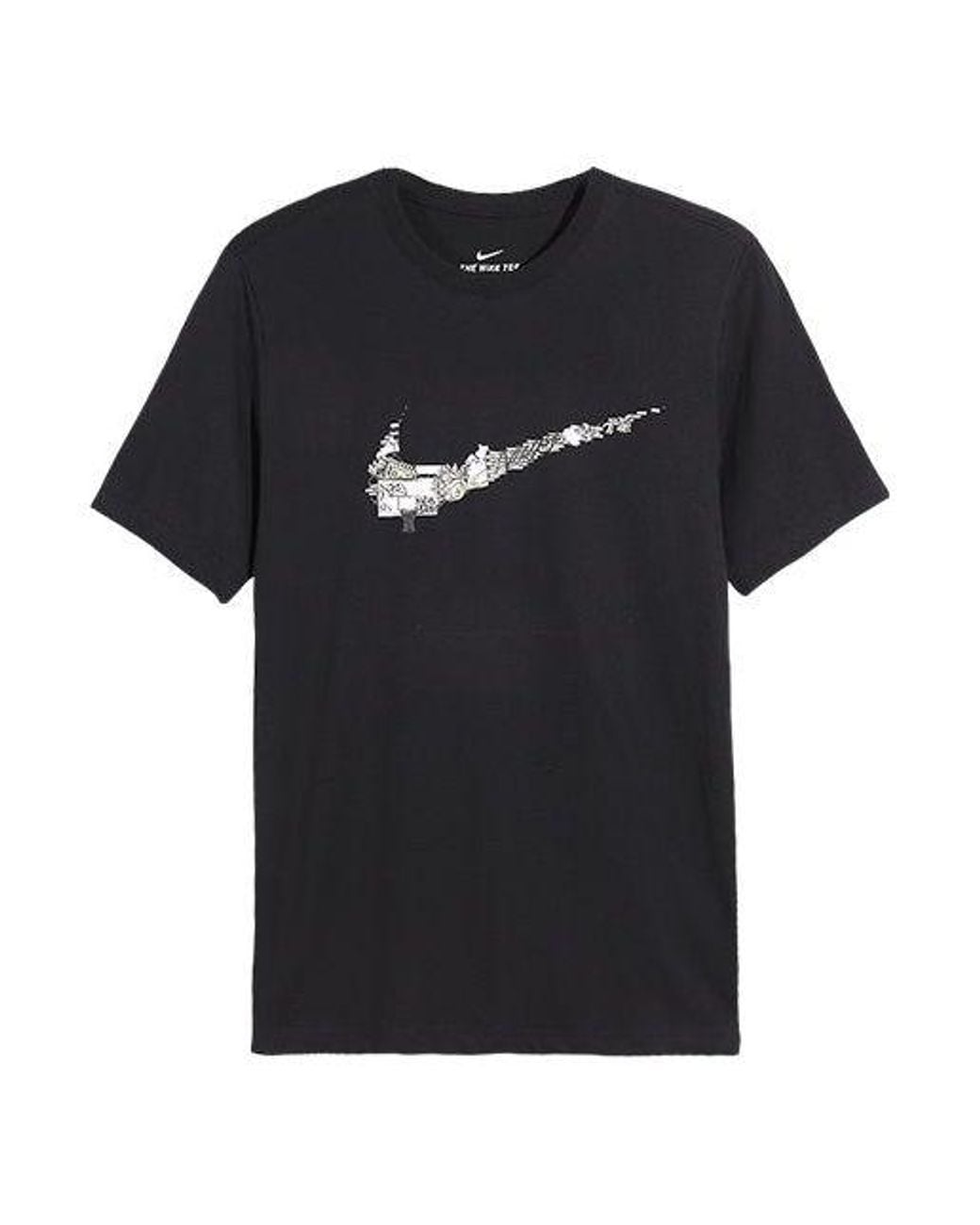 Nike Black Logo Print Basketball Sportsshort Sleeve for men