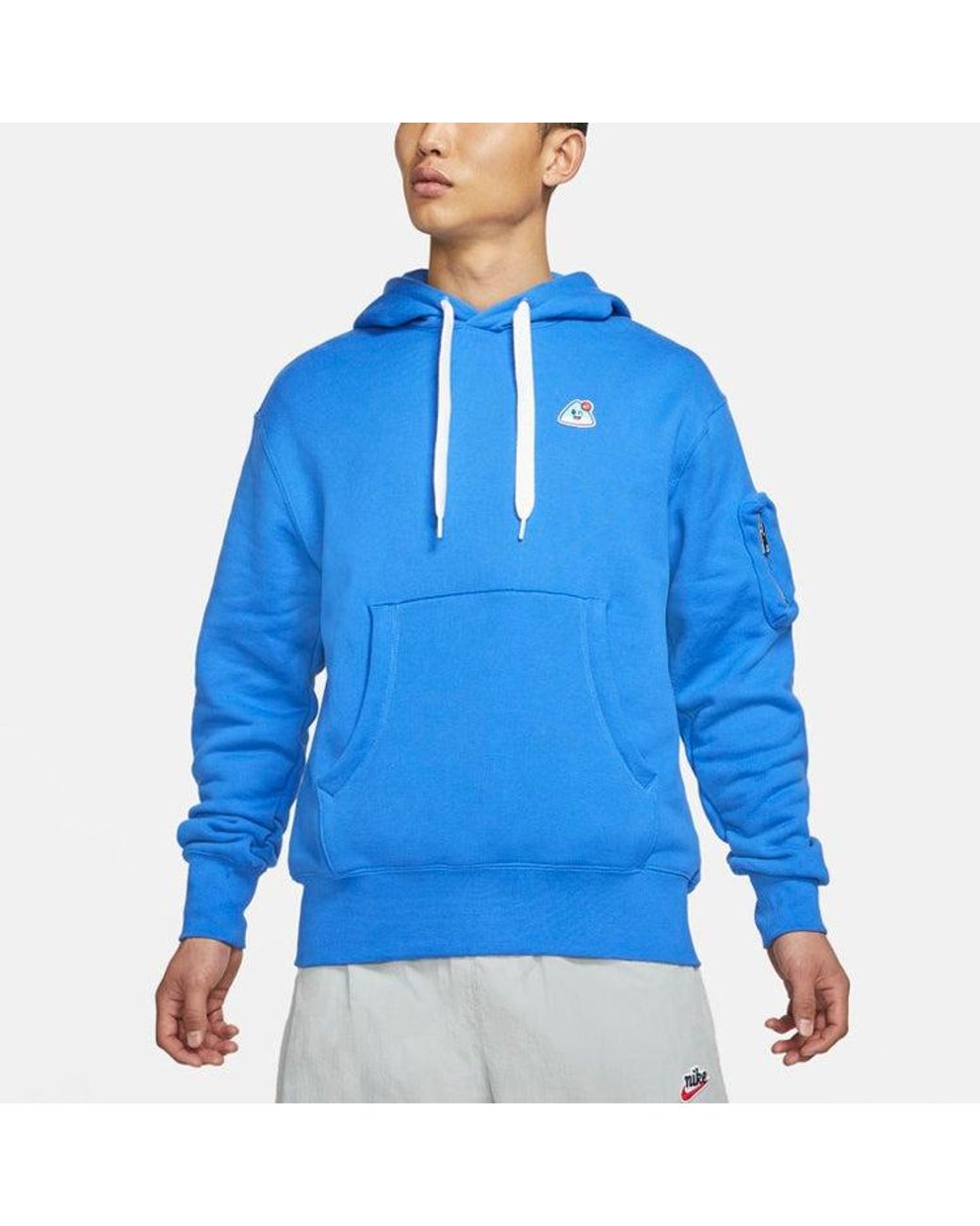 Nike Blue Sportswear Airmoji Ft W Cartoon Patch Sports Hooded Sweater For for men