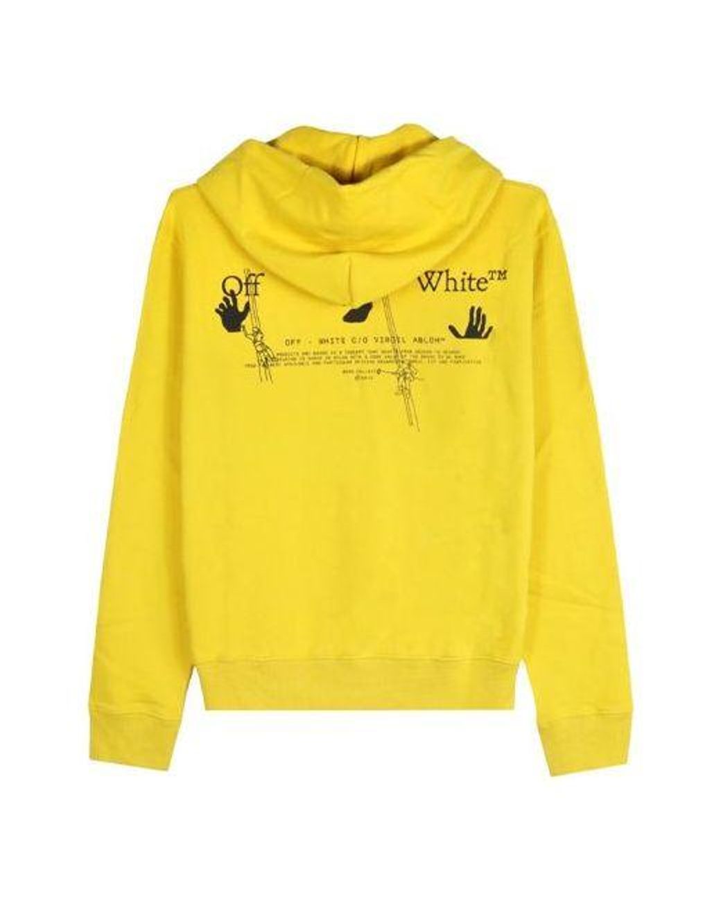 Off-White c/o Virgil Abloh Yellow Fw20 Workers Logo Printing Hooded Pullover for men