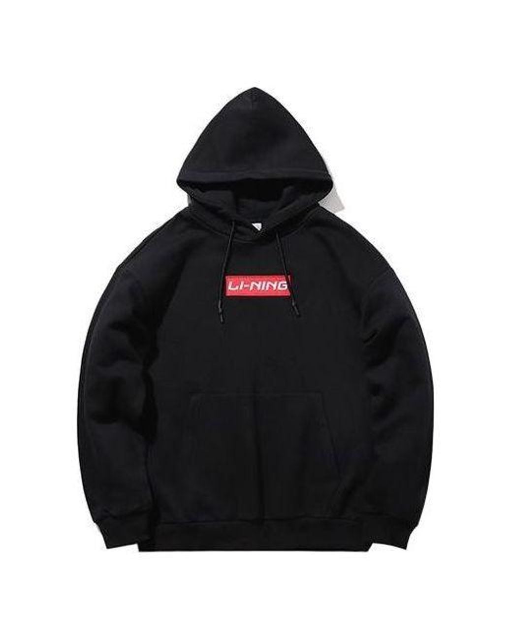 Li-ning Black Sports Fashion Series Fleece Lined Stay Warm Loose Hoodie