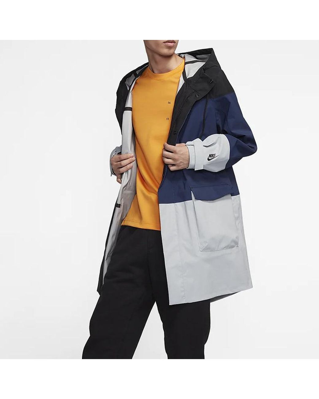 Nike Blue Lab Colorblock Sports Hooded Windbreaker Jacket for men