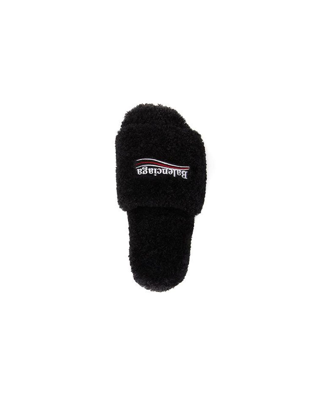 Balenciaga Black Furry Slides for men