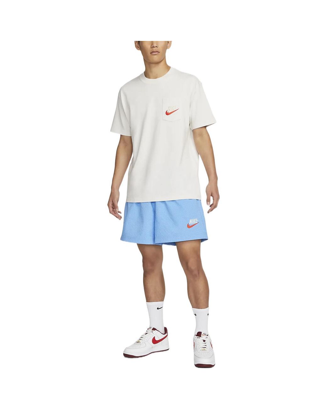 Nike Sportswear Casual Sports Breathable Back Large Logo Round Neck Short Sleeve Phantom White Gray T-shirt for men