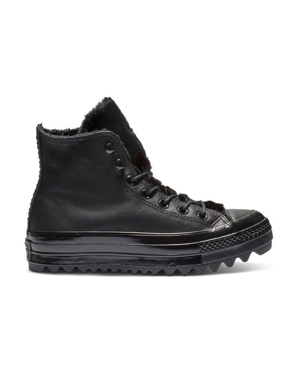Converse Black (Wmns) Chuck Taylor All Star Street Warmer Ripple High Top Thick Sole