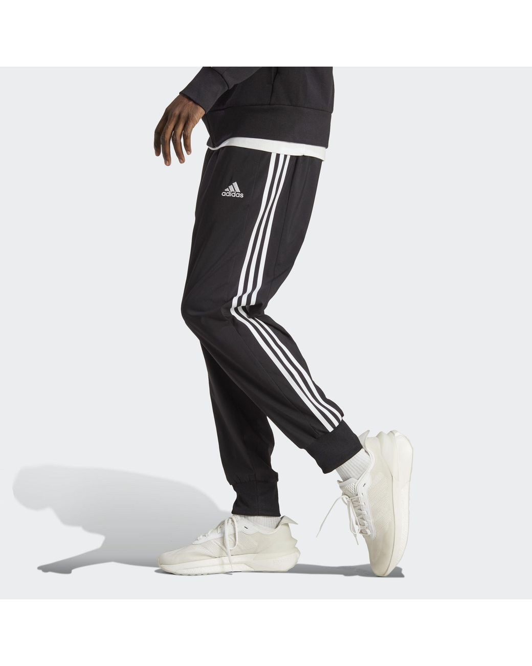 Adidas Black Aeroready Essentials Tapered Cuff Woven 3-Stripes Pants for men