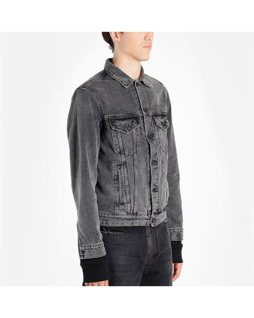 Off-White c/o Virgil Abloh Gray Denim Distressed Jacket for men