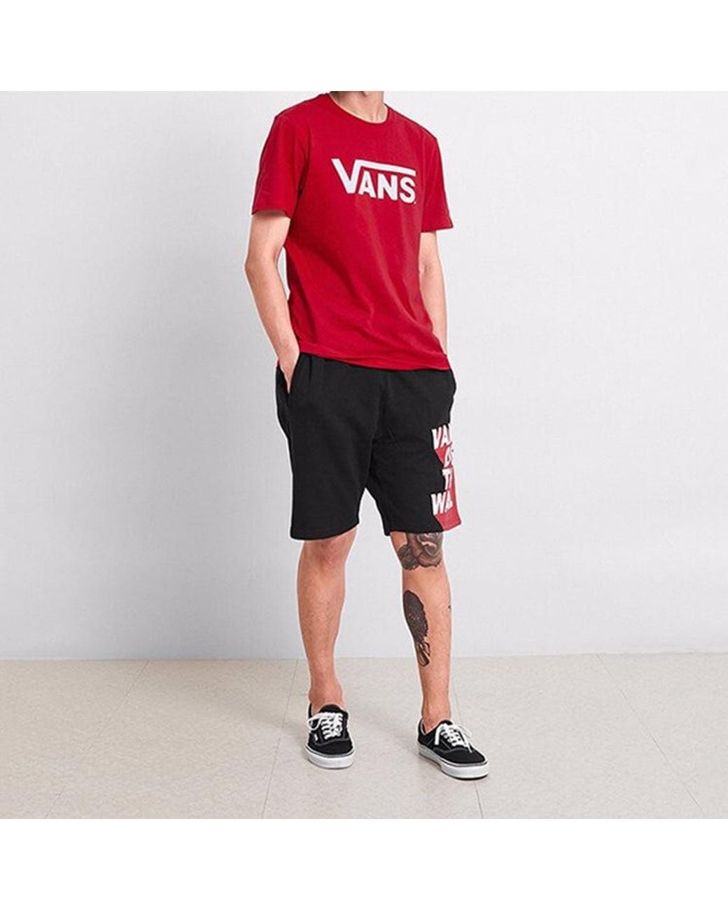 Vans Red Tee Attack Classic Logo Short Sleeve Casual for men