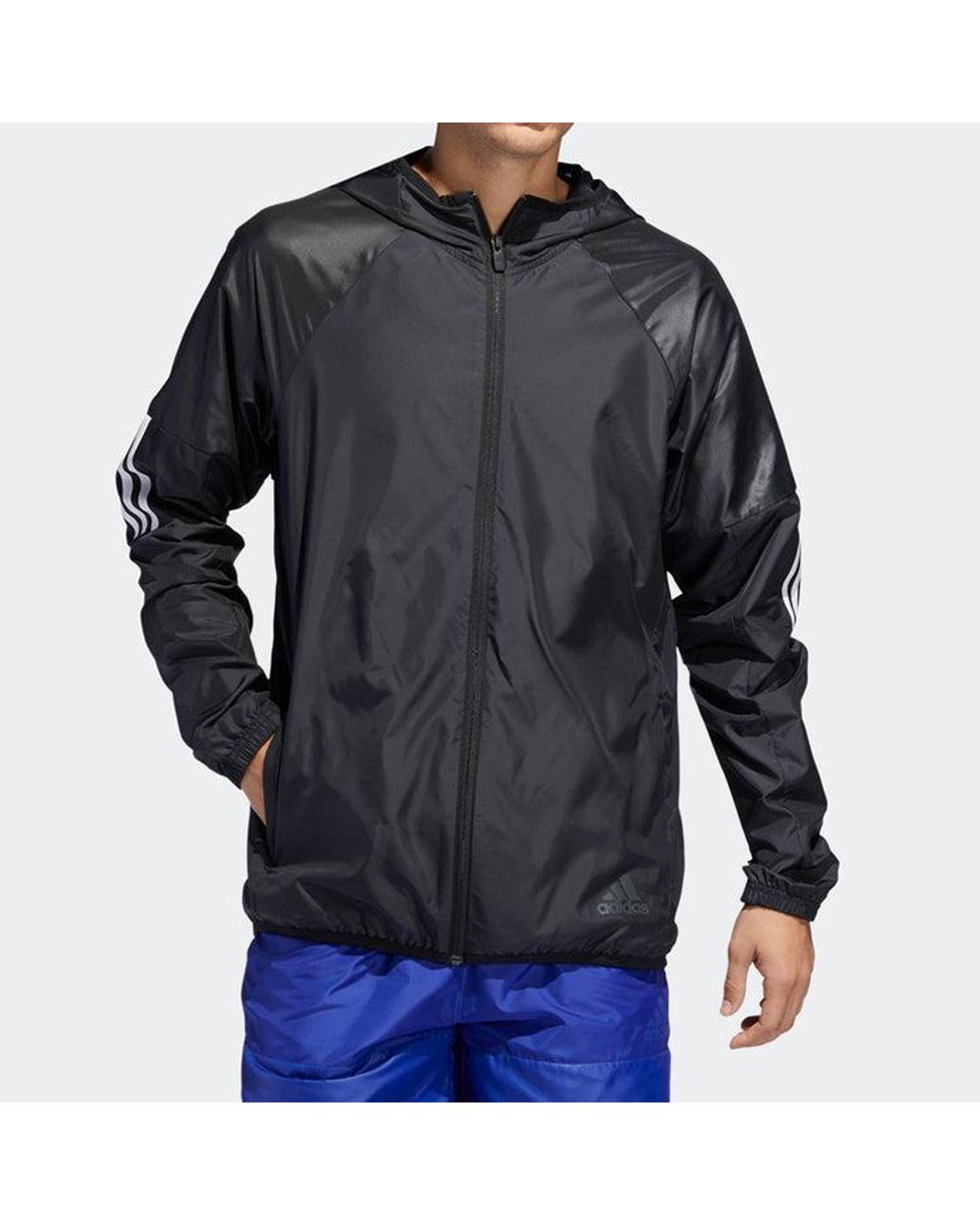 Adidas Blue M Wind Fz Jkt Training Sports Hooded Jacket for men