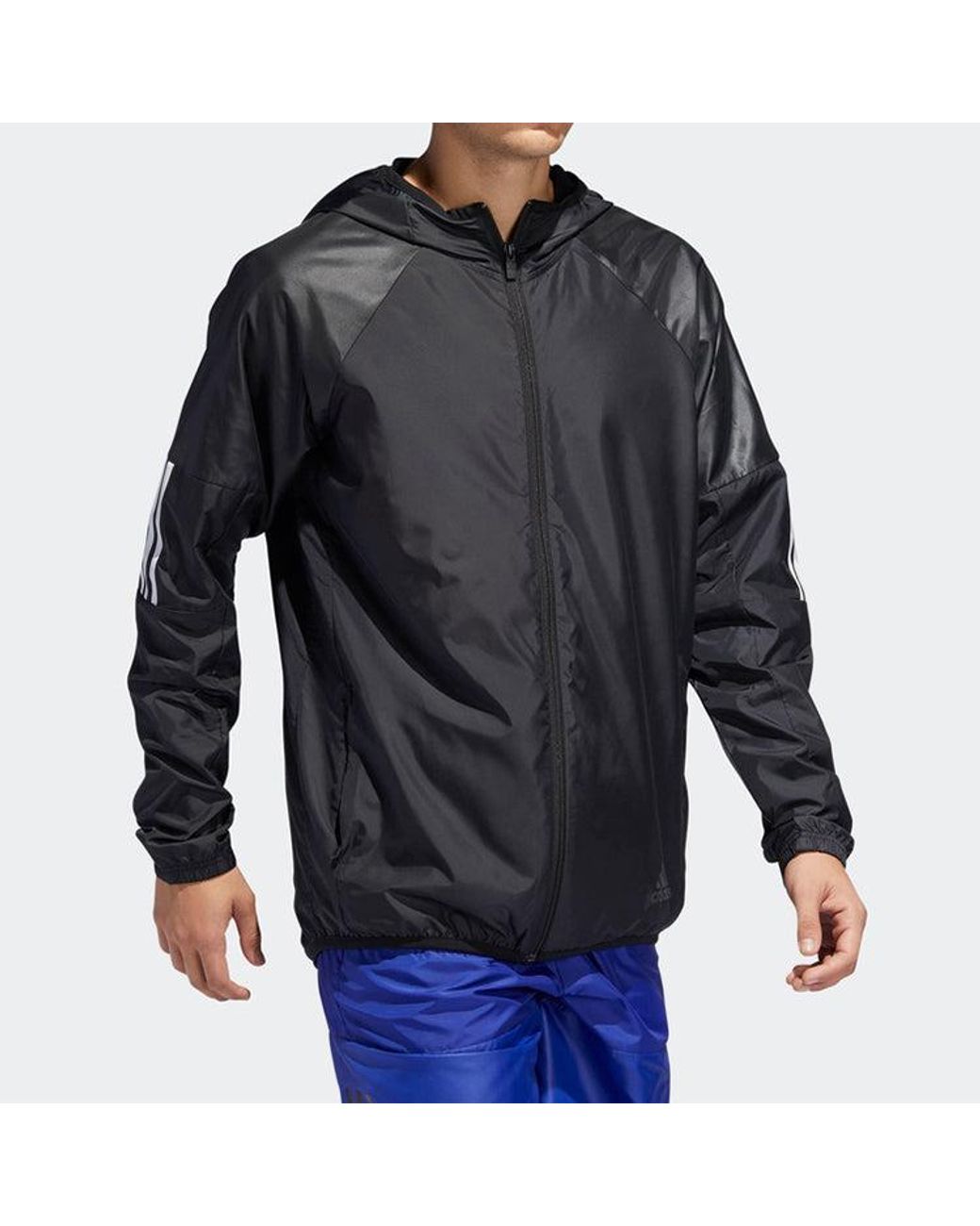 Adidas Blue M Wind Fz Jkt Training Sports Hooded Jacket for men