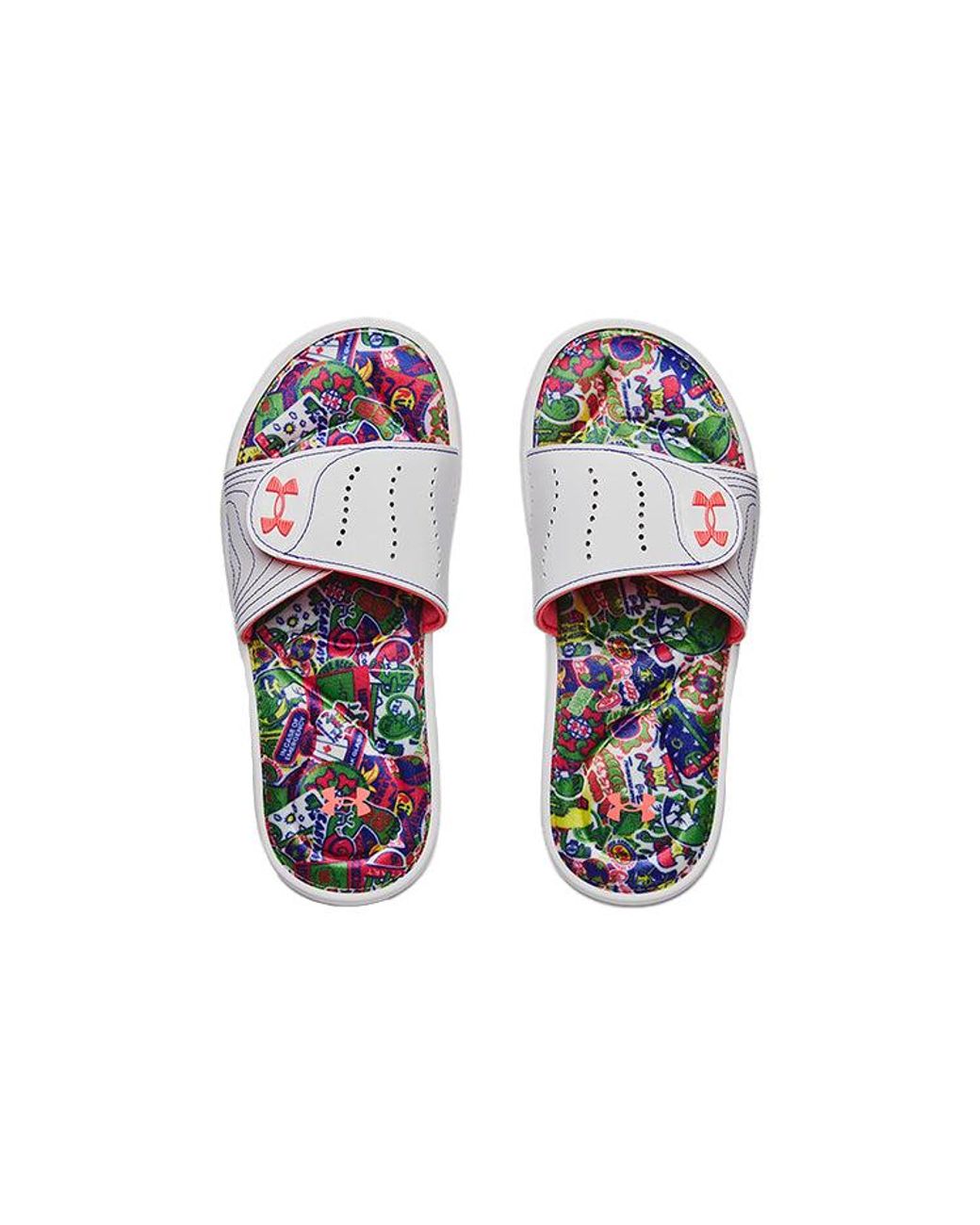 Under Armour White (Wmns) Ignite 6 Graphic Footbed Slide Blitz'