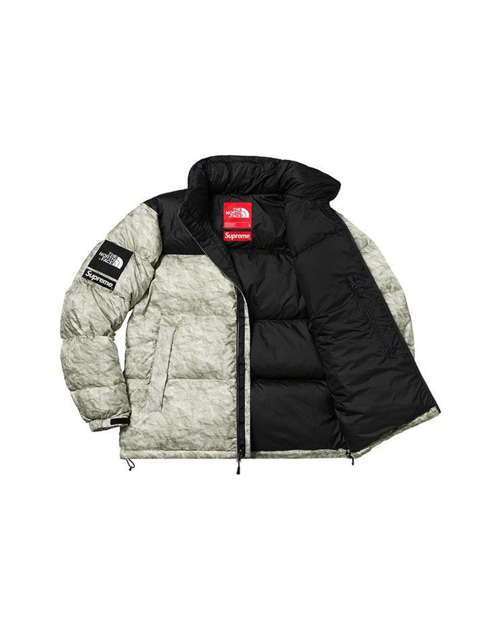 Supreme Fw19 Week 18 X The North Face Paper Print Nuptse Jacket in