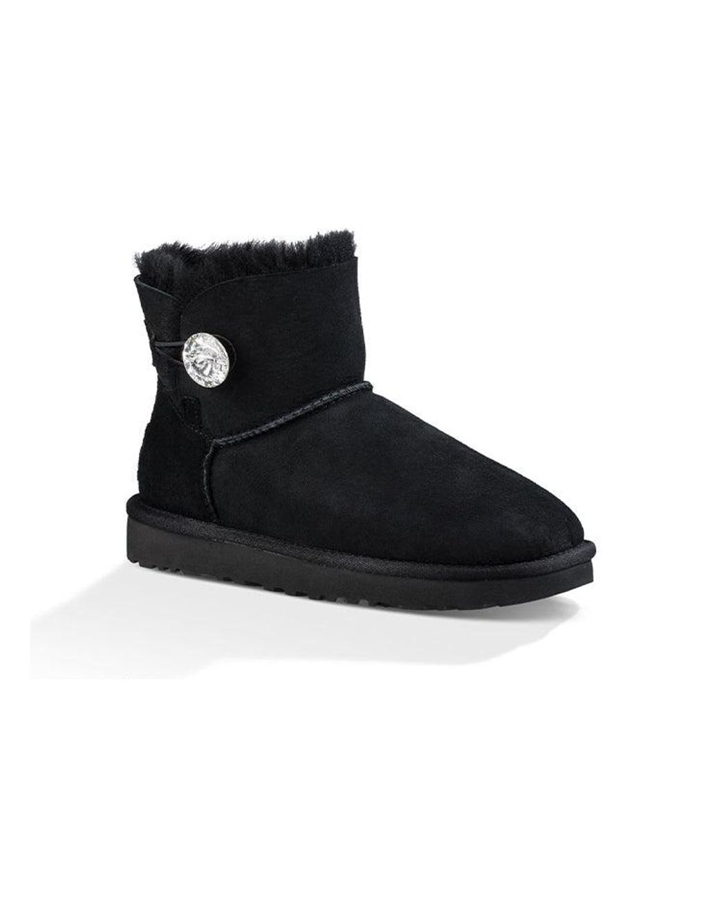 Ugg Black (Wmns) Mini Bailey Button Bling Fleece Lined