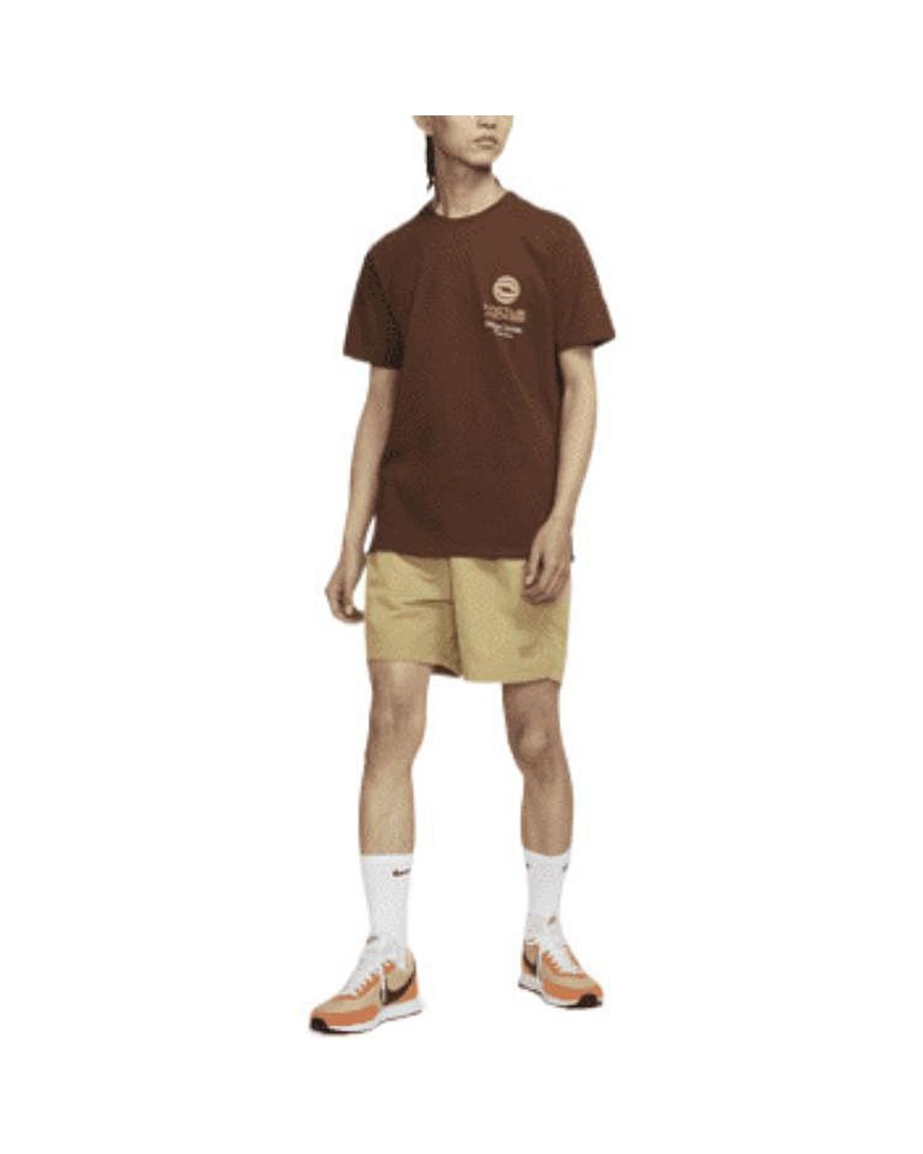 Nike Natural Nai-Ke Cha Nai-Ke Cha Series Solid Color Breathable Lacing Straight Shorts Apricot for men