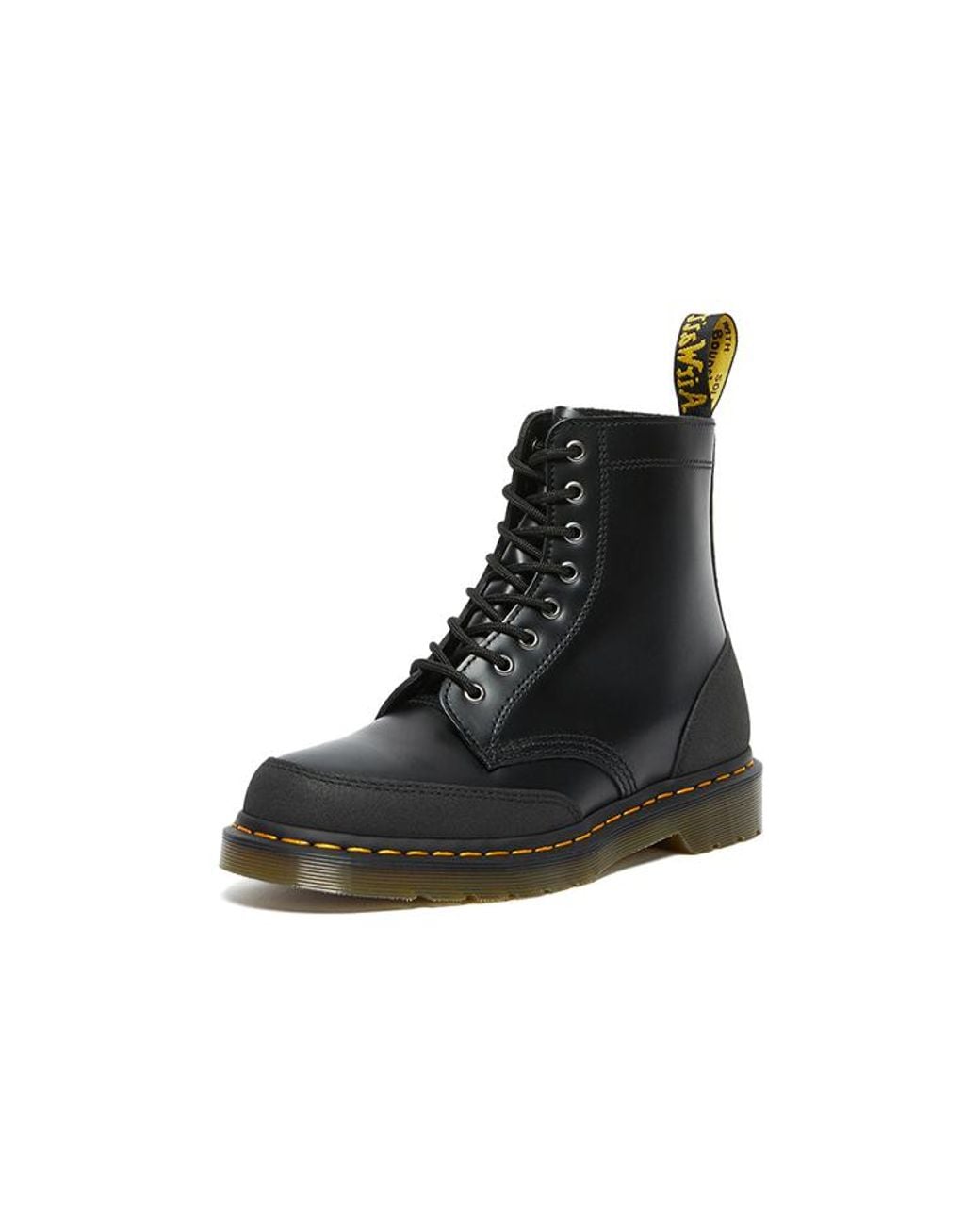 Dr. Martens Black 1460 Guard Panel Leather Lace Up Boots