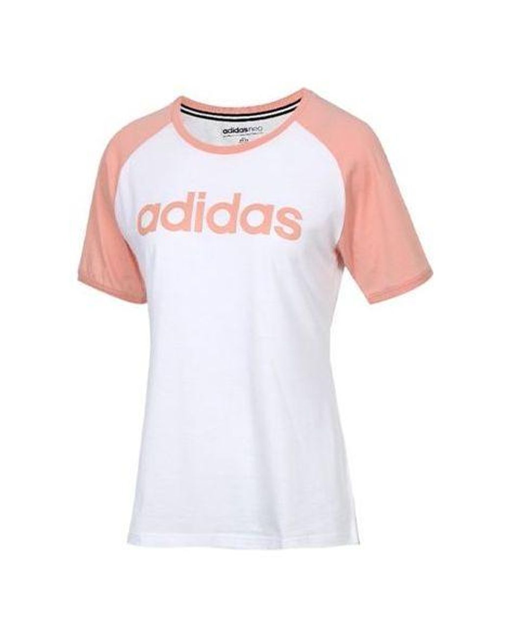 Adidas White (Wmns) Neo Colorblock Logo Printing Short Sleeve