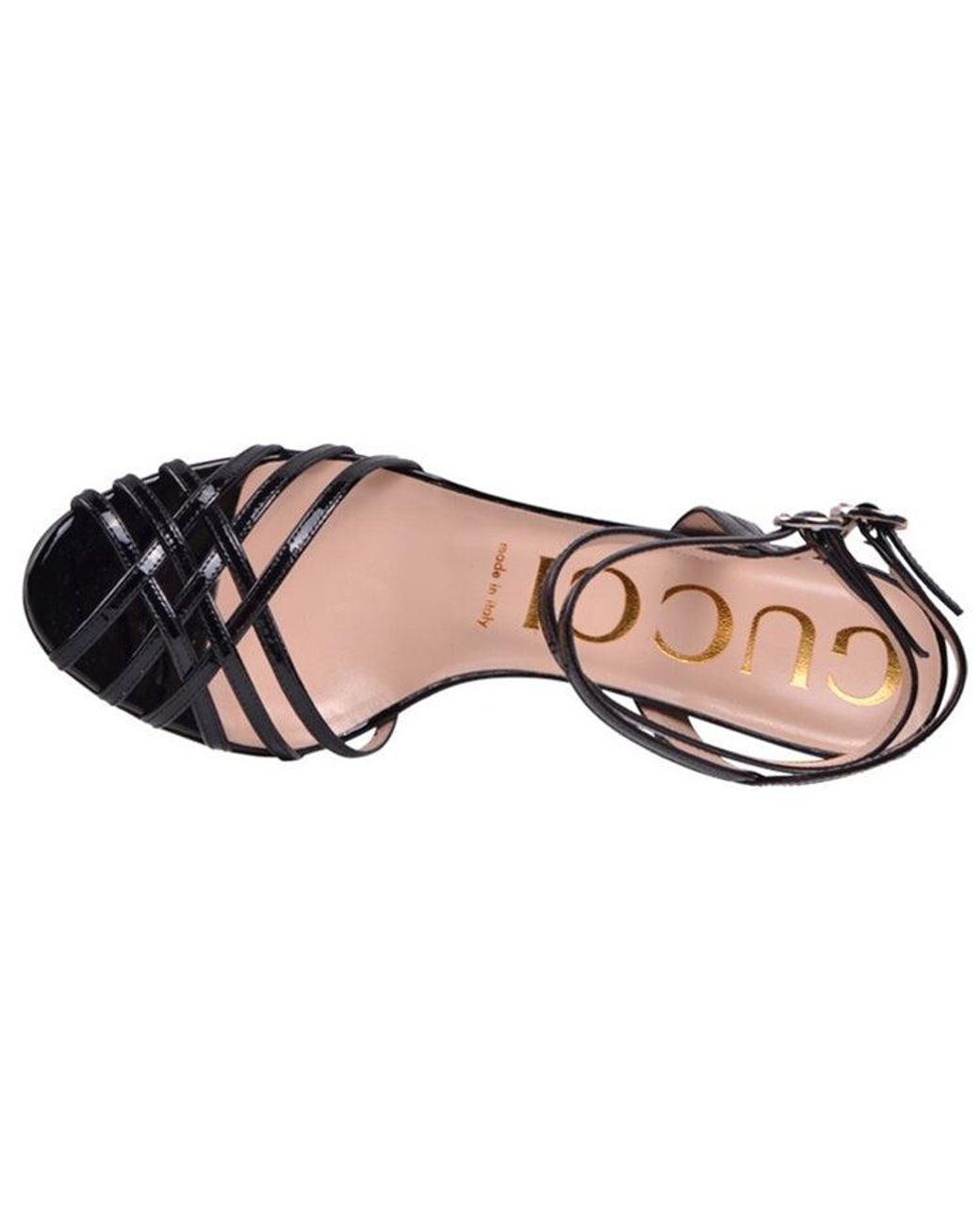 Gucci Black (Wmns) Draconia Patent Strappy Sandals 39