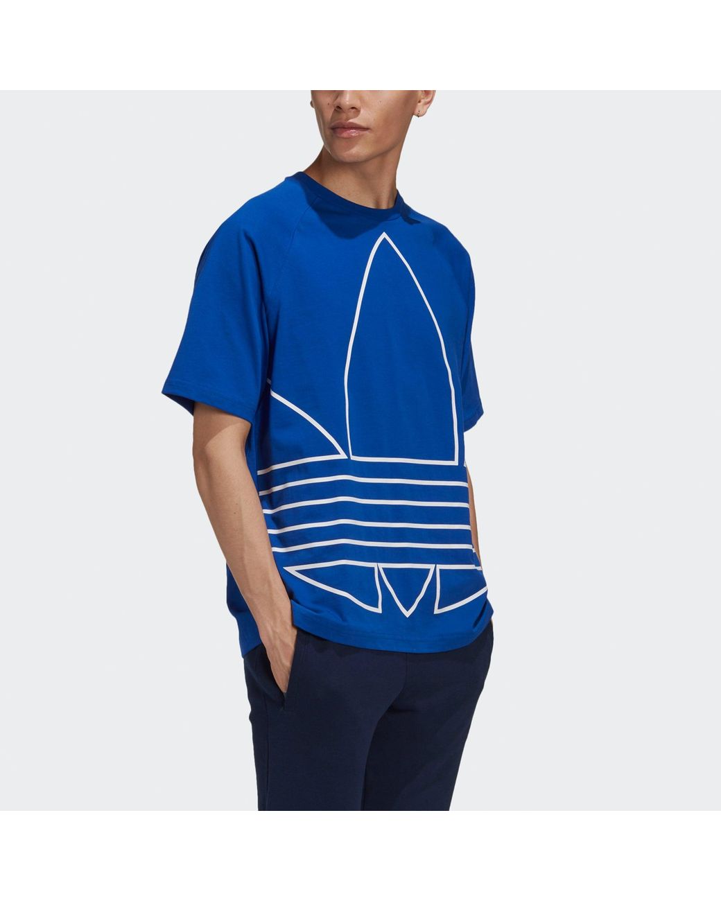 Adidas Blue Originals Bg Trf Out Tee Logo Printing Sports Round Neck Short Sleeve for men