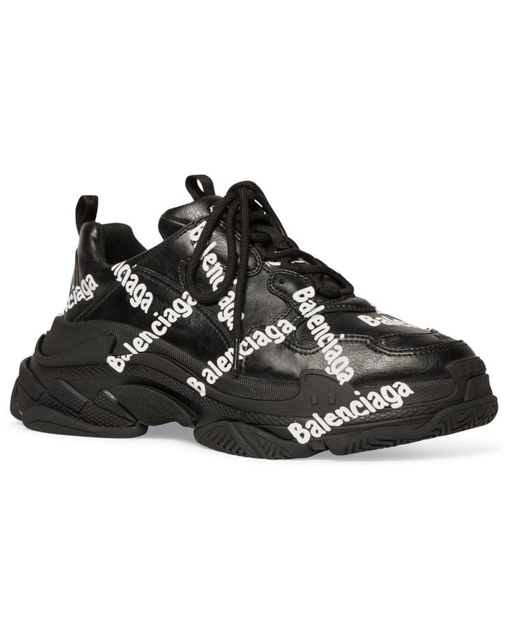 Balenciaga Black Triple S Logotype Sneakers for men