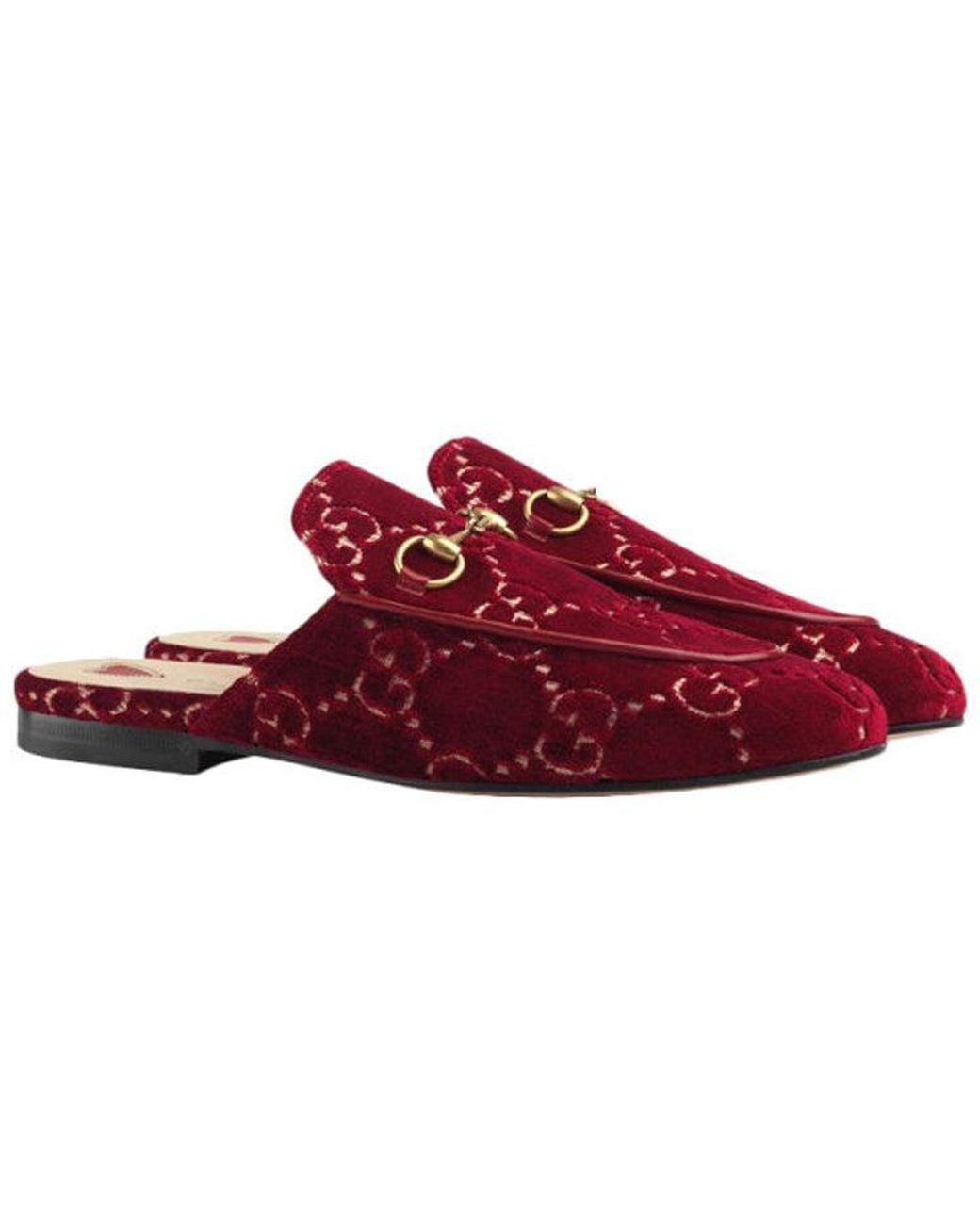 Gucci Red (Wmns) Princetown Gg Velvet Mules