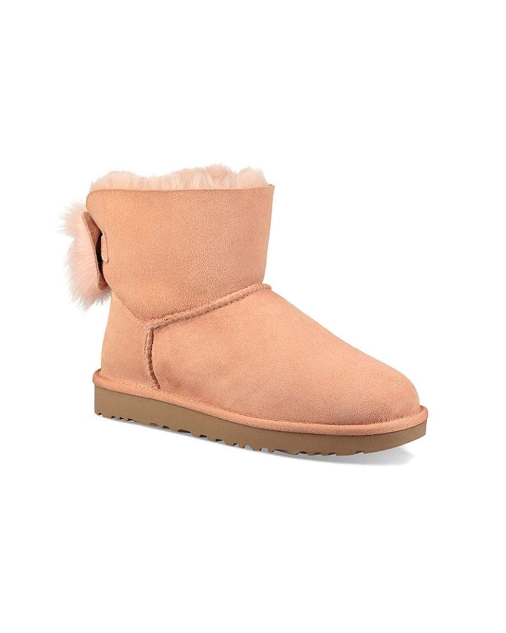 Ugg Brown (Wmns) Fluff Bow Mini Fleece Lined