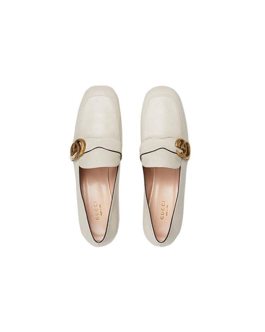 Gucci White (Wmns) Double G Leather Loafers